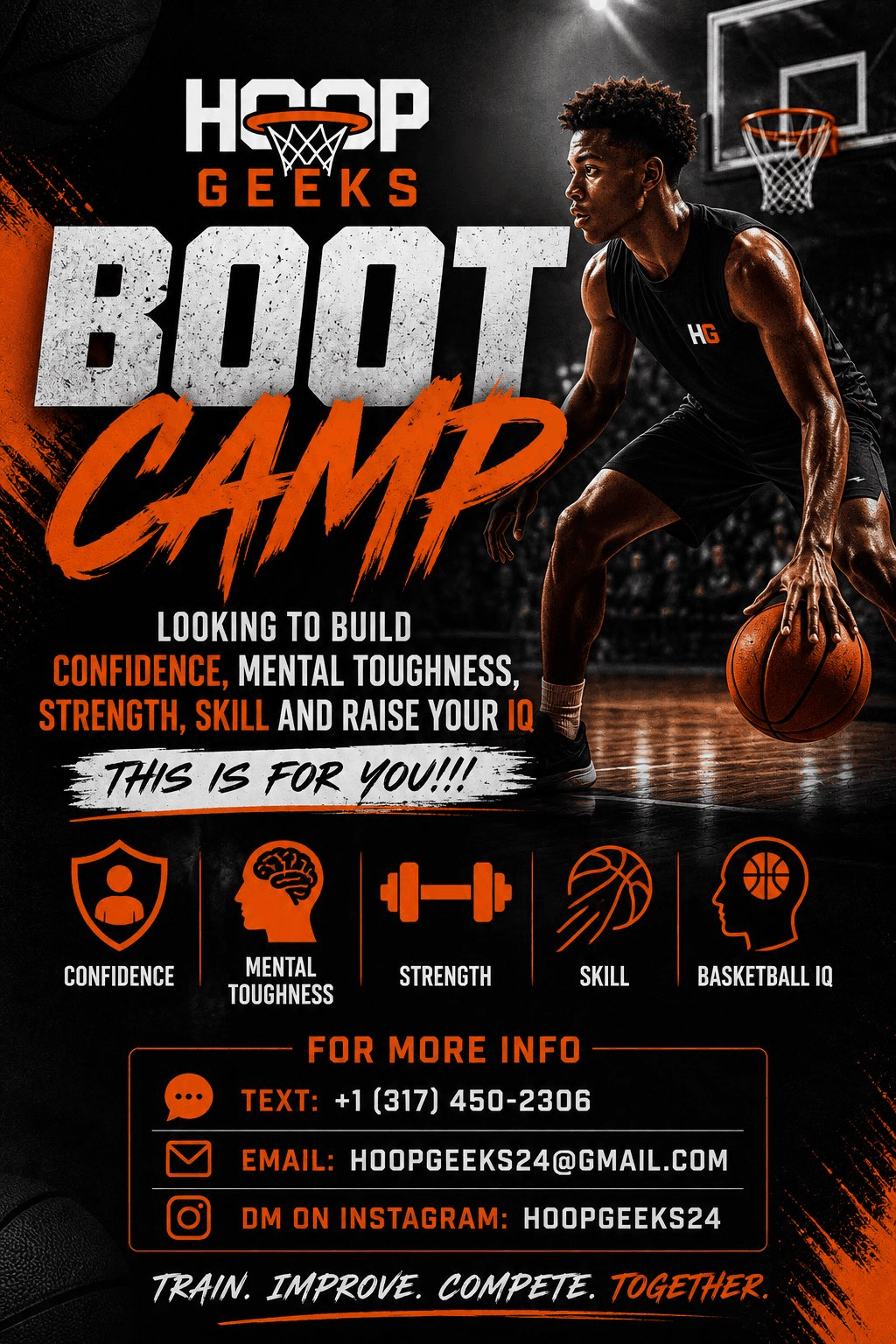 Hoop Geeks boot camp: confidence, mental toughness, strength, skill and basketball IQ